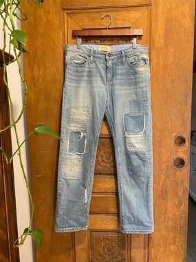 Anthropologie HOLDING HORSES denim boyfriend distressed Patchwork Jeans 29 8